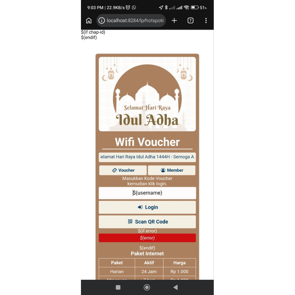 Tema Idul Adha - Template Login Page Mikrotik Premium