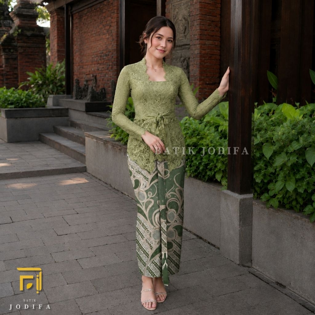 JODIFA Batik - Rok Span Wiru Manten Batik Wanita Motif RAMAYANA Hijau Sage Modern Original Elegan Ad