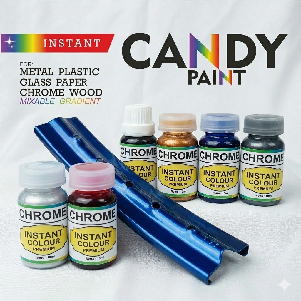 CAT OLES Candy Chrome - Cat Velg Pewarna Logam Instan 10ml Cat Biru Candy Paint