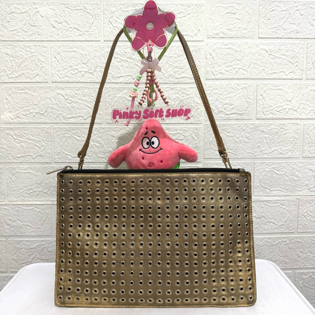 tas shoulder bag zooc kulit asli. tas ketek kulit asli. tas prelop. gold