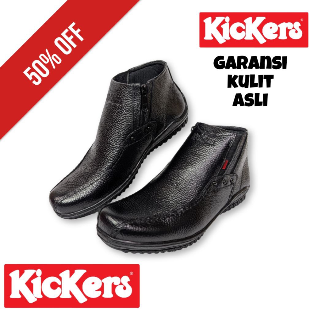 KICKERS - SEPATU BOOTS KULIT PRIA RESLETING / SEPATU PANTOFEL ZIPPER / SEPATU KERJA FORMAL PANTOFEL 