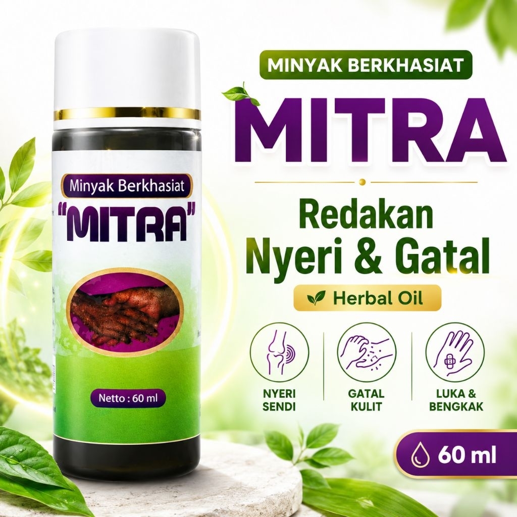 HAYFA OFFICIAL - Minyak Berkhasiat Mitra 60ml Minyak Herbal untuk Nyeri Otot & Gatal Kulit