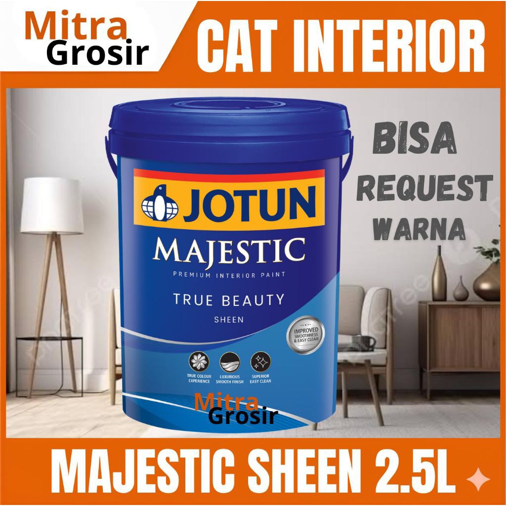 CAT TEMBOK JOTUN 2.5 LITER | JOTUN MAJESTIC TRUE BEAUTY SHEEN 2.5 LITER WHITE ( BISA REQUEST WARNA) 
