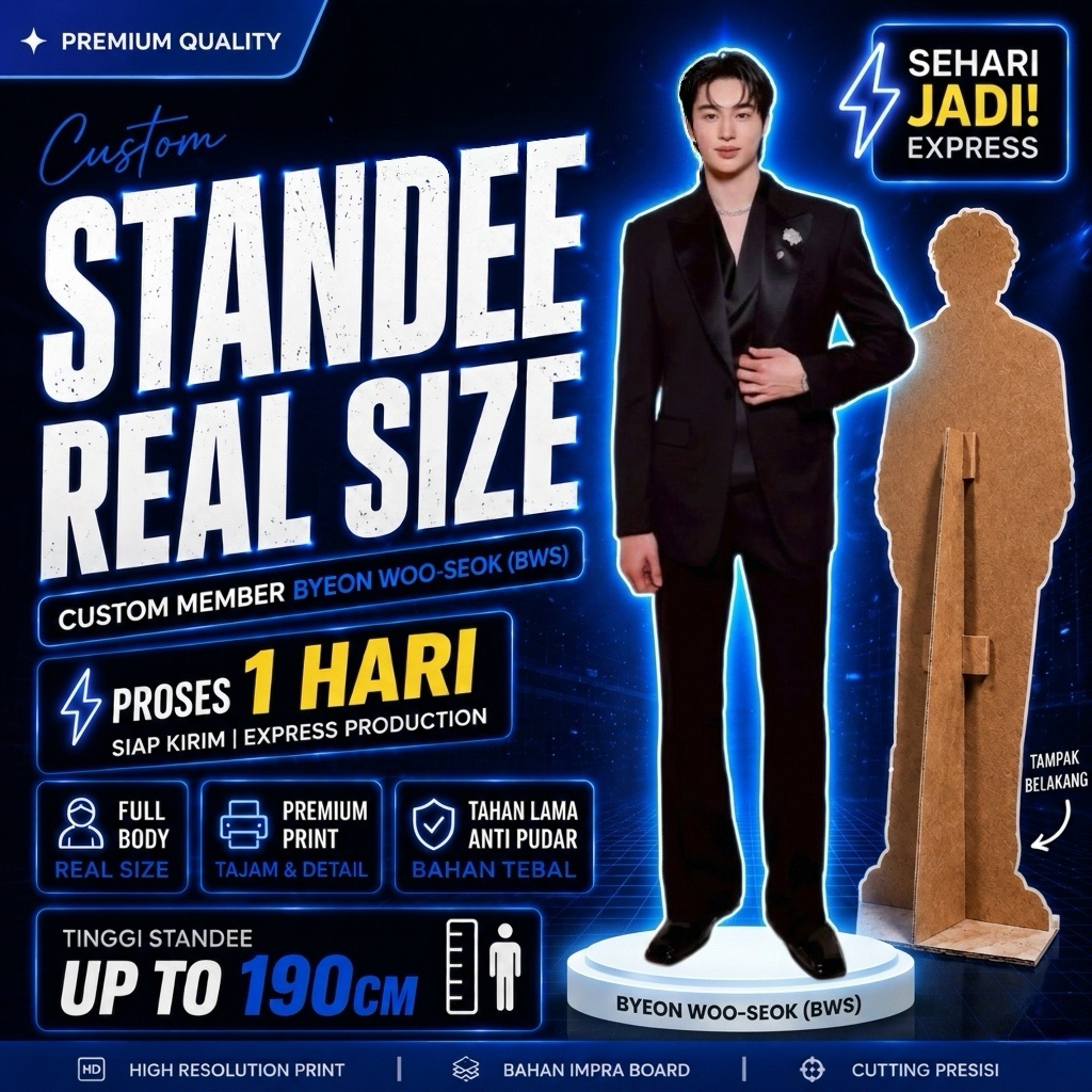 STANDEE CUSTOM REAL SIZE BYEON WOO-SEOK / Human Standee Figure Besar