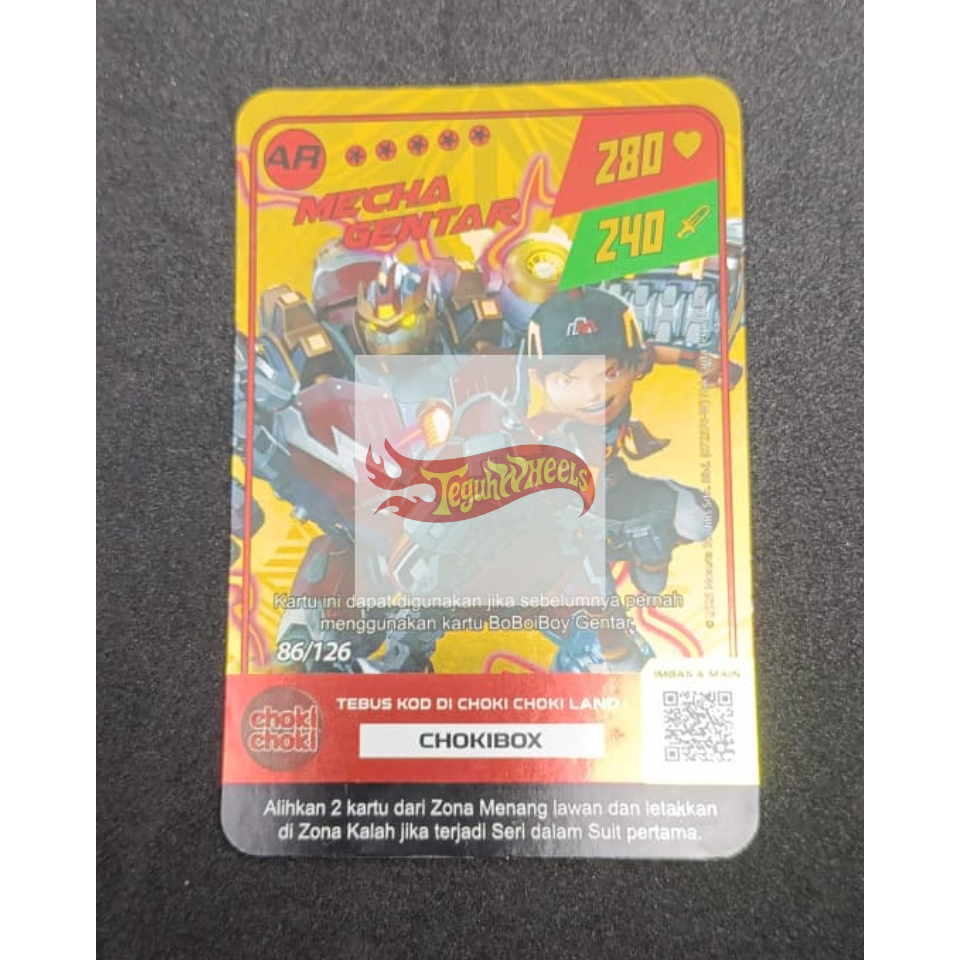 CHOKI CHOKI CARD BOBOIBOY MECHA GENTAR AR