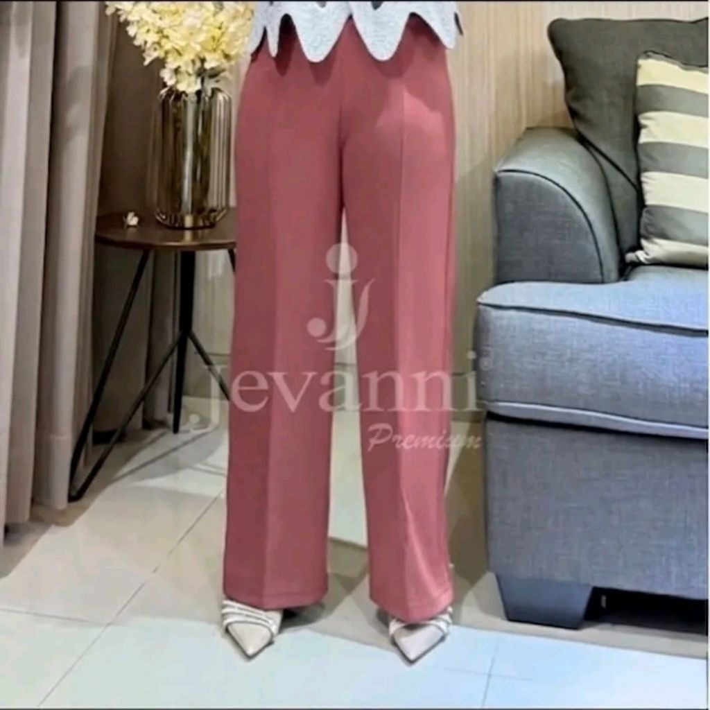 Celana Kulot Wanita JEVANNI Premium Wide Leg | Kulot Panjang Hitam Simple Elegan Fit XL XXL
