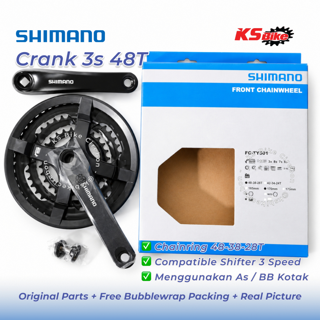 Crank Shimano TY501 48T 3 Speed FC-TY501 Crankset MTB Touring Federal Sepeda Lipat Square Taper 48-3