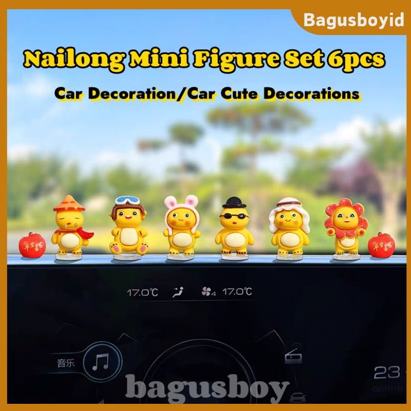 [Ready]6pcs Mini Figure Nailong Dino Kuning/ Dekorasi Mobil Populer/ Dekorasi Desktop/Dekorasi Mobil
