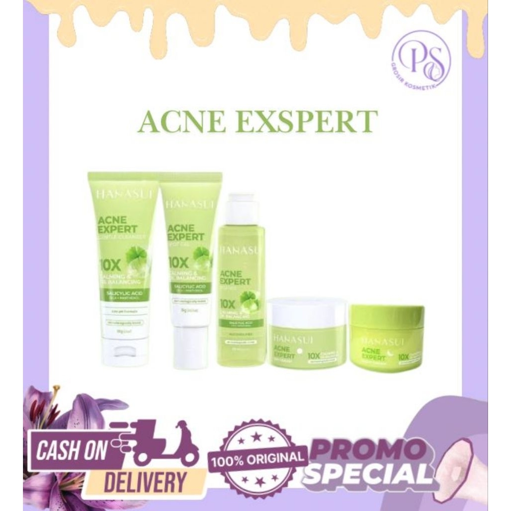 PAKET HANASUI ACNE EXSPERT ESSENCE || PAKET HANASUI 5IN1 - 6IN1