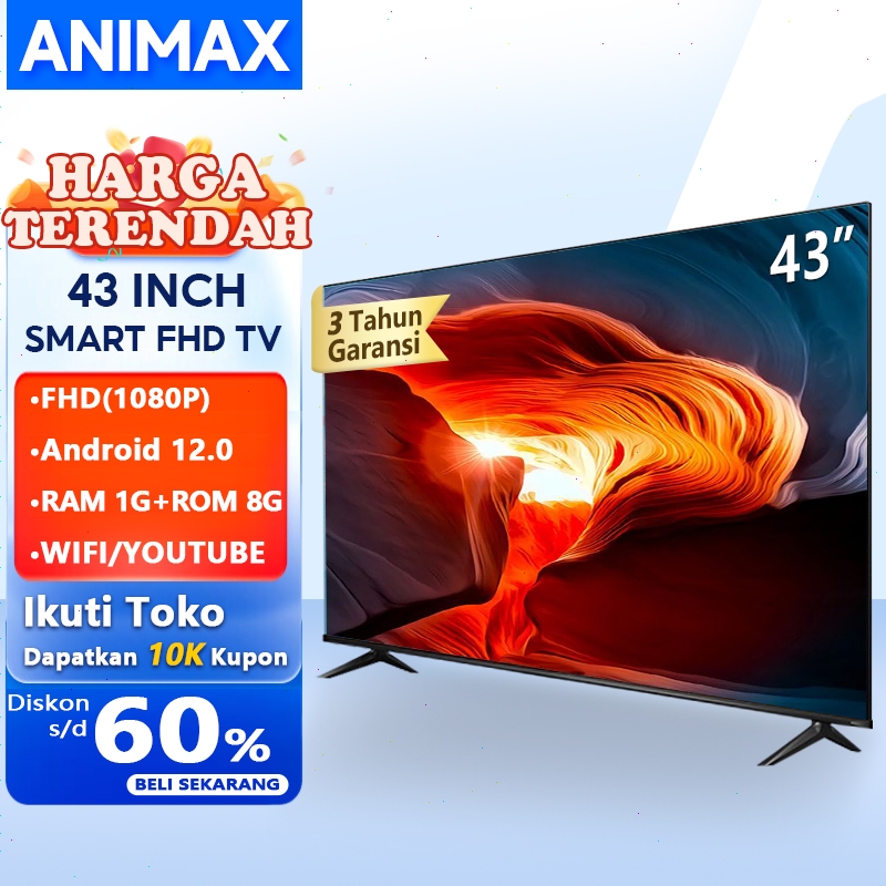 Animax Sakura TV LED 43 inch Smart TV Digital Android 11.0 43 inch Colita Smart TV Garansi 3 tahun F