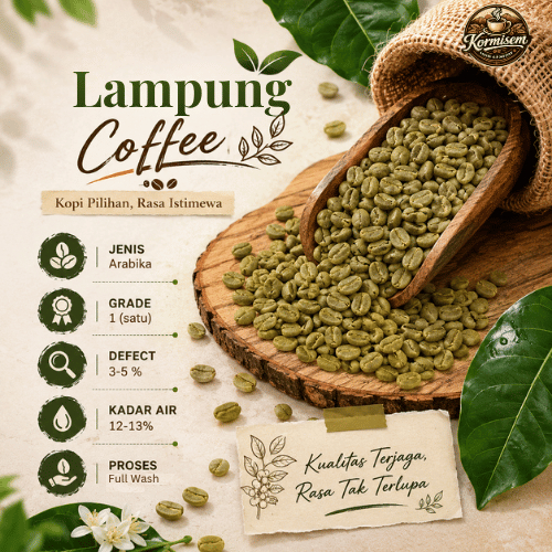 Green Bean biji kopi Arabika Lampung - Full Wash G1 | 1Kg / 1000 Gr