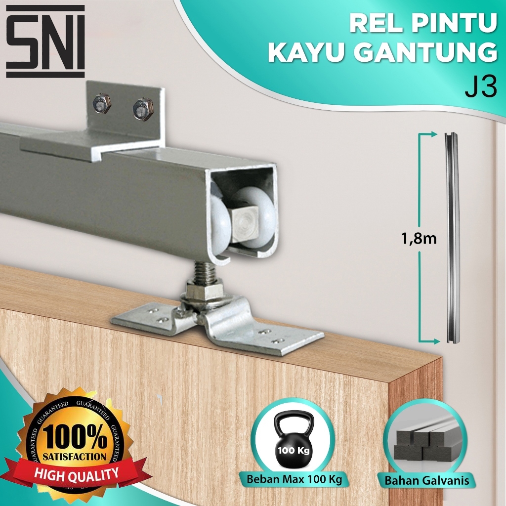 Rel Pintu Geser Sliding 1.8M Rail B3 1.8 Meter Roda Lipat Bremen Godia Kayu Aluminium Alumunium 1,8 