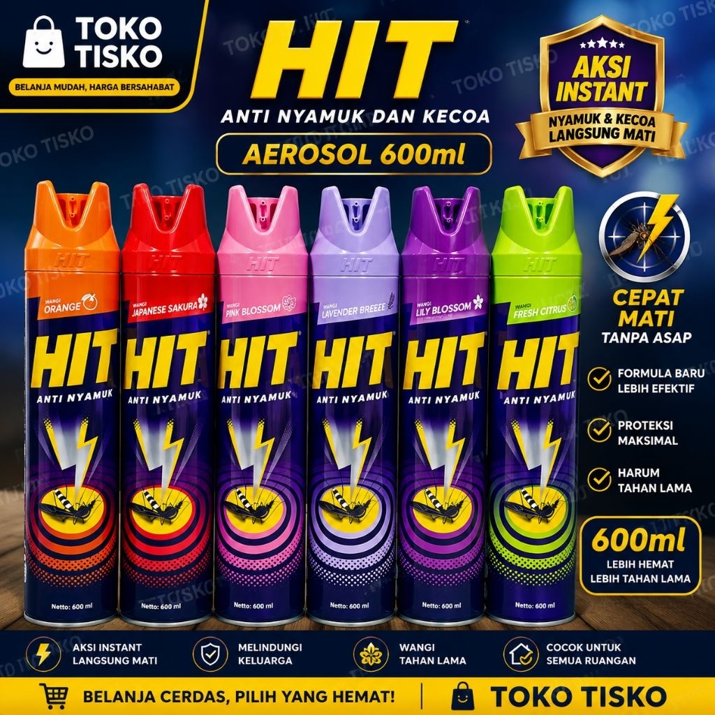 HIT Aerosol 600ml - HIT Semprot Anti Nyamuk | Hit Obat Nyamuk Semprot