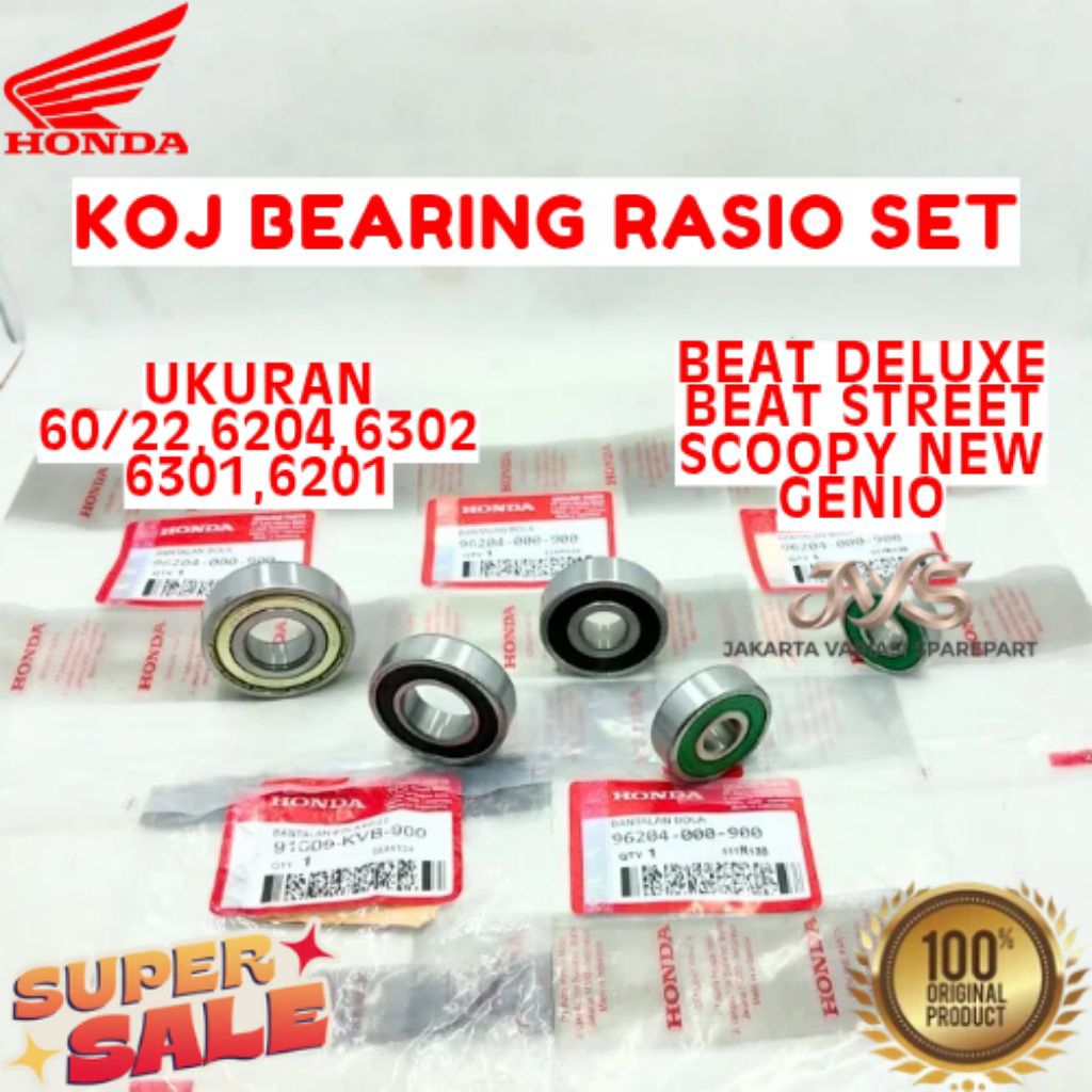 BEARING RASIO SET KODE KOJ, BEARING RASIO BEAT DELUXE, BEARING RASIO SET BEAT STREET, BEARING RASIO 