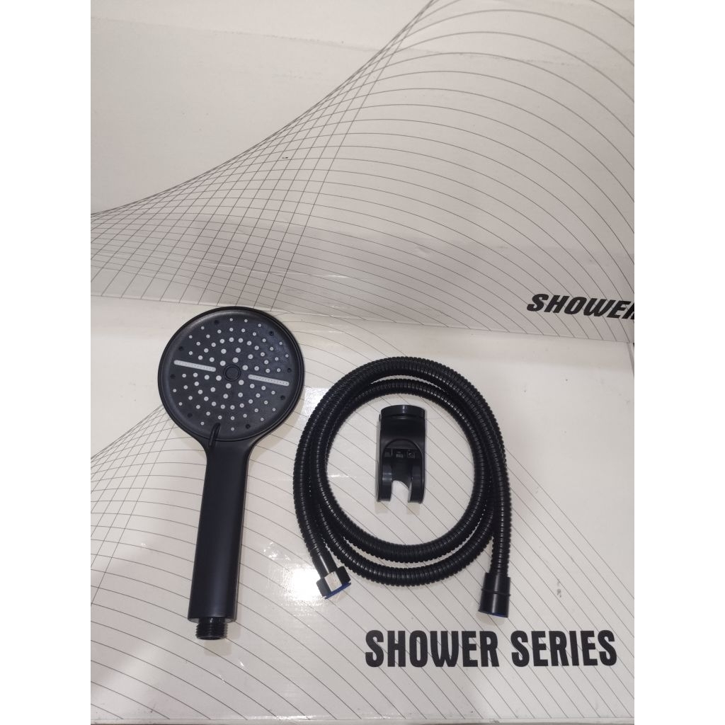 Handshower Set selang dan Gantungan Shower Mandi Jumbo Shower Set Hitam