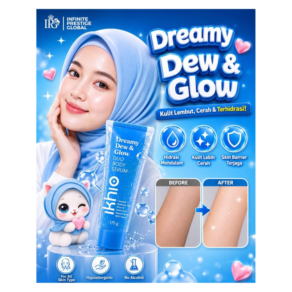 Body Serum IKHIO Viral TikTok | Serum Badan Glowing Cerah Lembap Halus dengan UV Filter