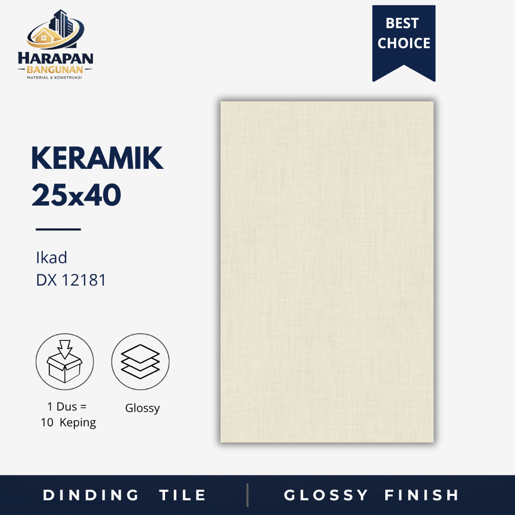 Keramik Dinding Kamar Mandi 25x40 Ikad DX 12181 Beige Keramik Glossy Krem Toilet 25 x 40