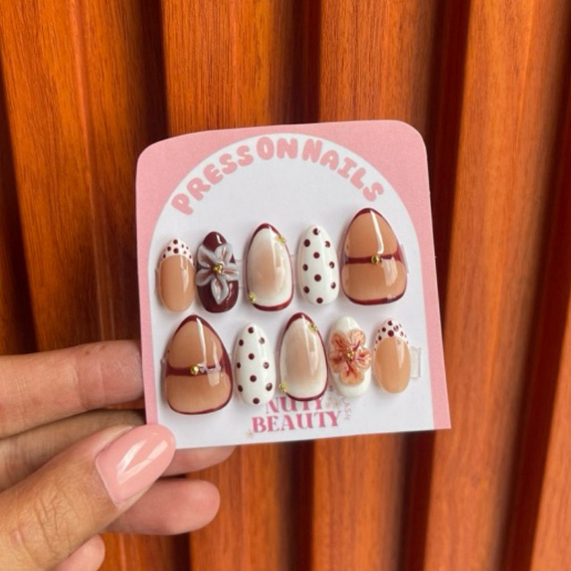 Press On Nails Nude Full Art / Kuk Palsu Premium / Kuku Palsu graduation / Nail art graduation / Nai