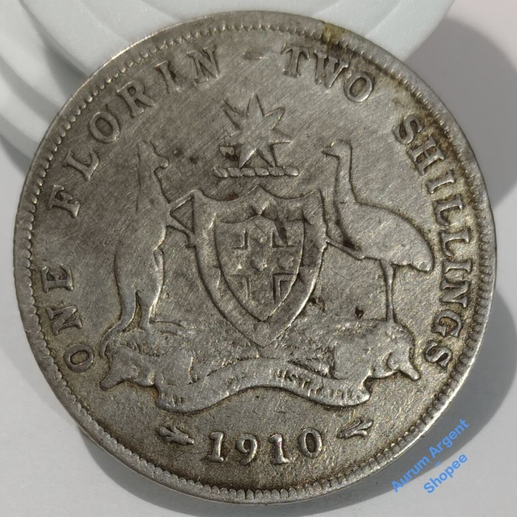 G.17-- 1 PC KOIN PERAK KUNO ASLI 1 FLORIN EDWARD VII TH 1910.-- SILVER COIN --