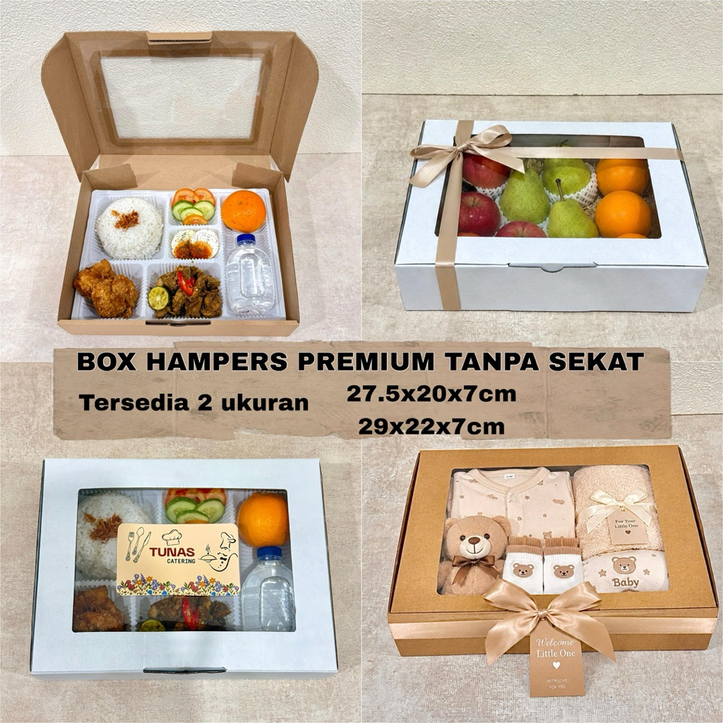Dus Nasi Kotak Premium Tanpa Sekat Jendela Mika 27x20 29x22 | Box Hampers Parcel Buah | Kotak Kado B