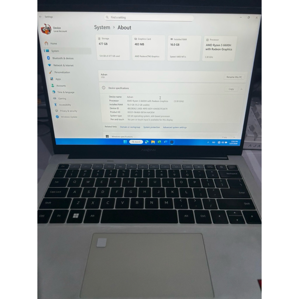 Advan Workplus Ryzen 5 6600 H