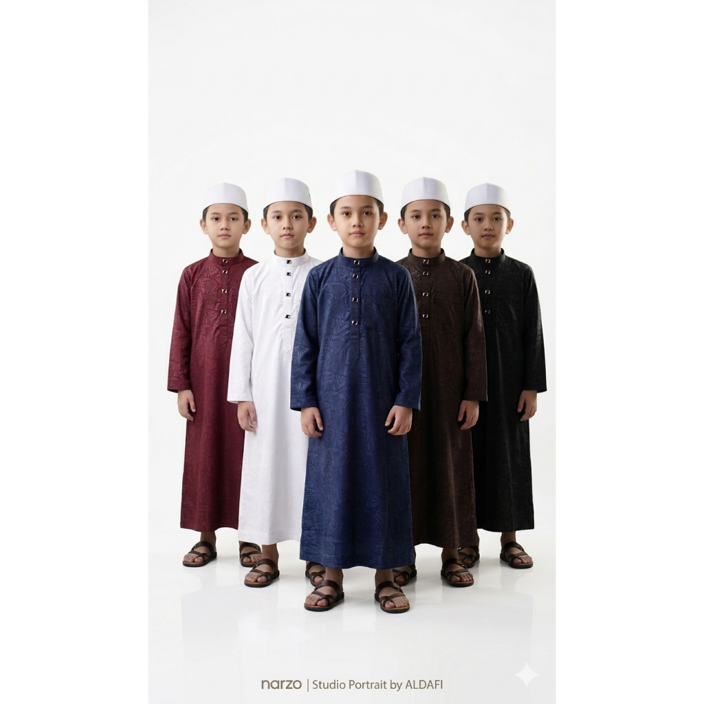 Gamis Anak Laki laki Embos Jubah Anak Laki laki motif embos kancing snap import
