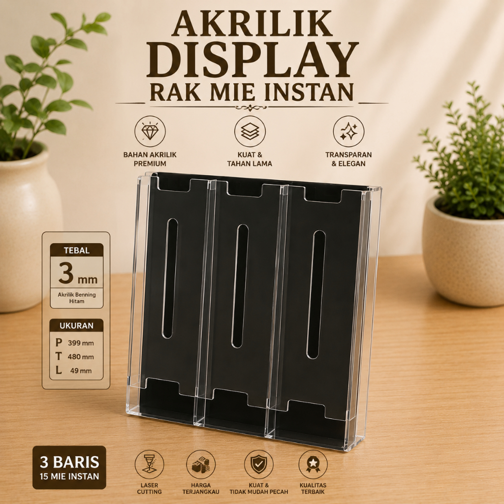 Akrilik Display Rak Mie Instan