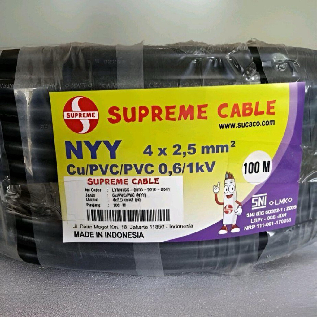 Kabel NYY 4x2,5mm Supreme 100M / Kabel Tunggal NYY 4x2,5mm Supreme 100M / NYY  4X2,5MM SUPREME 100M