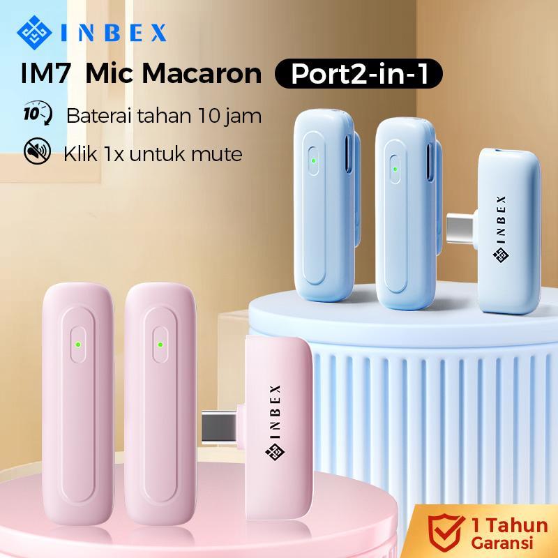 [k] INBEX IM7 1TO2 Wireless Lavalier Microphone Macaron 360° Omnidirectional DSP Chip & One-Touch Mu