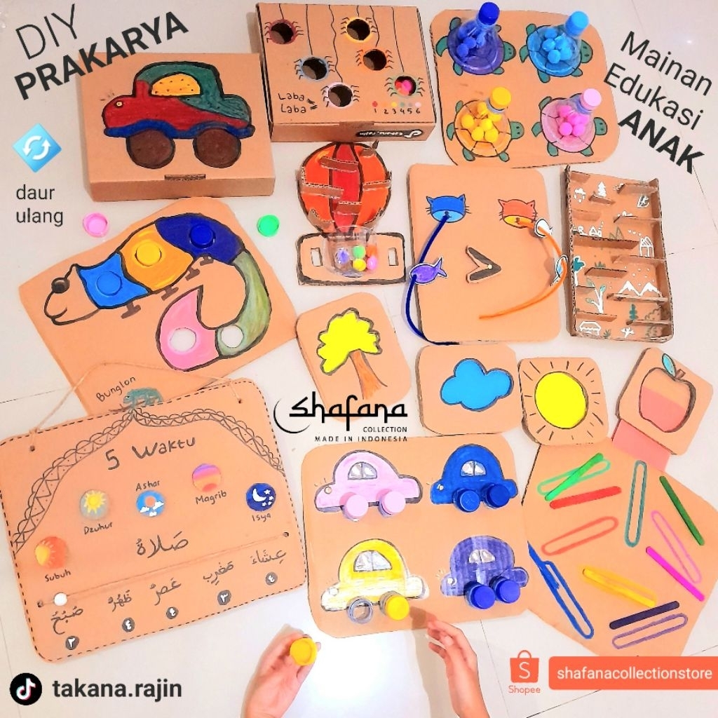 [SHAFANA] MAINAN KARDUS EDUKASI ANAK | DIY PRAKARYA SEKOLAH KB PAUD SD Kreasi kerajinan kreatif