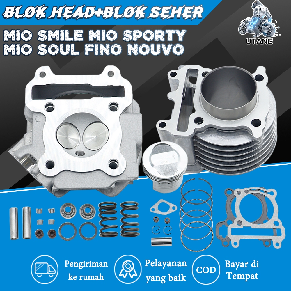 BLOK SEHER 58.5 MM + CYLINDER HEAD ASSY 26/30 27/31 MM 5TL MIO LAMA MIO SMILE MIO SPORTY MIO SOUL  F