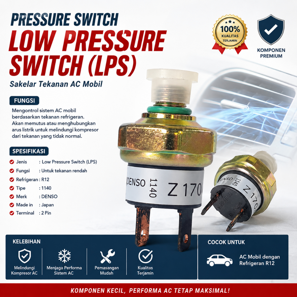 Pressure Switch AC Mobil Denso Low Pressure Switch LPS 1140 Z170 All Car Saklar Tekanan AC Mobil
