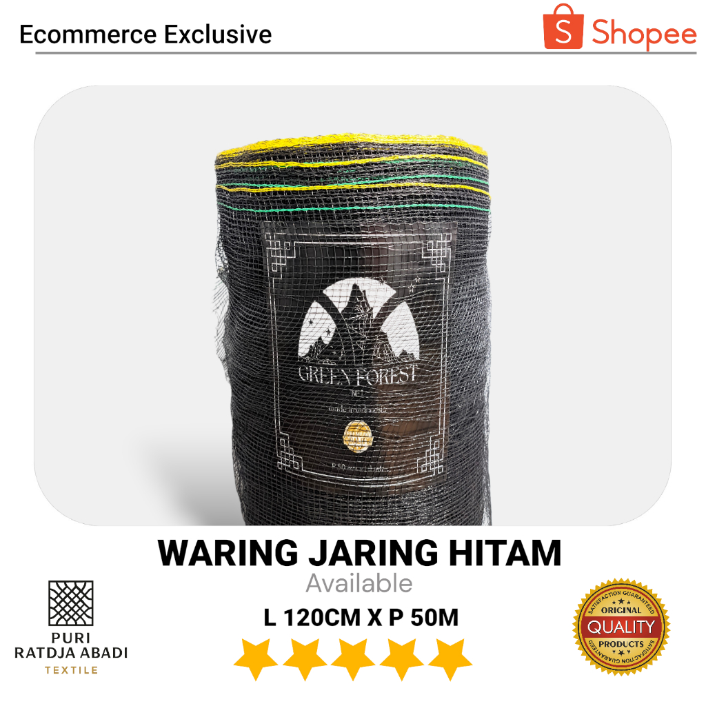 Jaring Waring Hitam 50 Meter Pagar Kolam Ikan Tambak Udang Net Pengaman Sawah Kebun 1 Roll