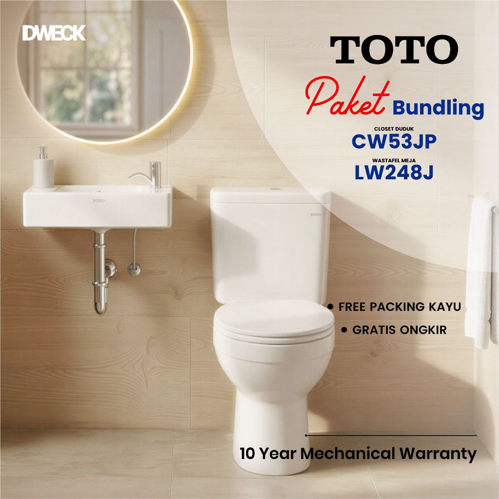 DWECK - PAKET BUNDLING Closet Duduk dan Wastafel TOTO CW420J LW248J Kloset Washtafel Original