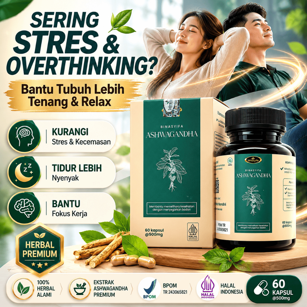 Ashwagandha Binasyifa Aswaganda Extract Suplemen Kesehatan | 60 Kapsul | BPOM