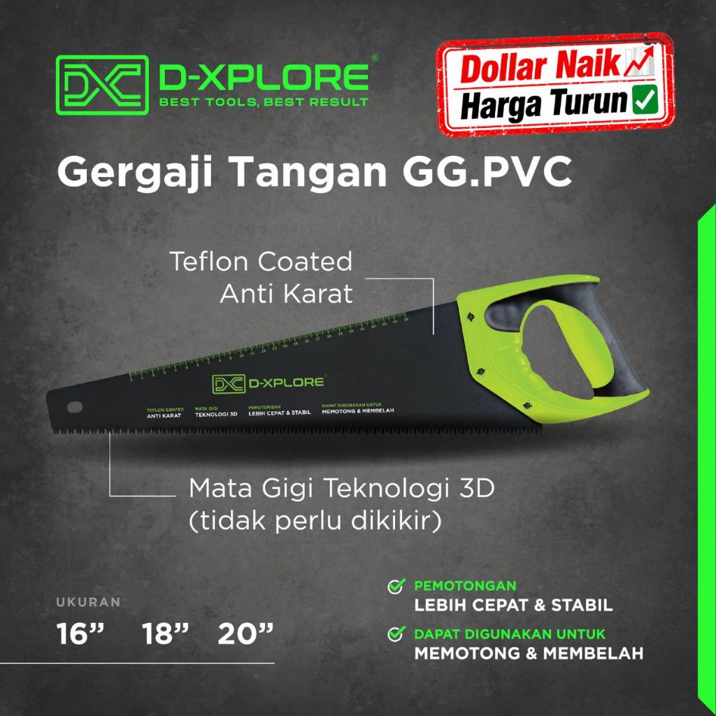 GERGAJI KAYU TAJAM / GERGAJI KAYU / GERGAJI TANGAN / HAND SAW PVC - Uk 16 INCH 18 INCH 20 INCH / HAN