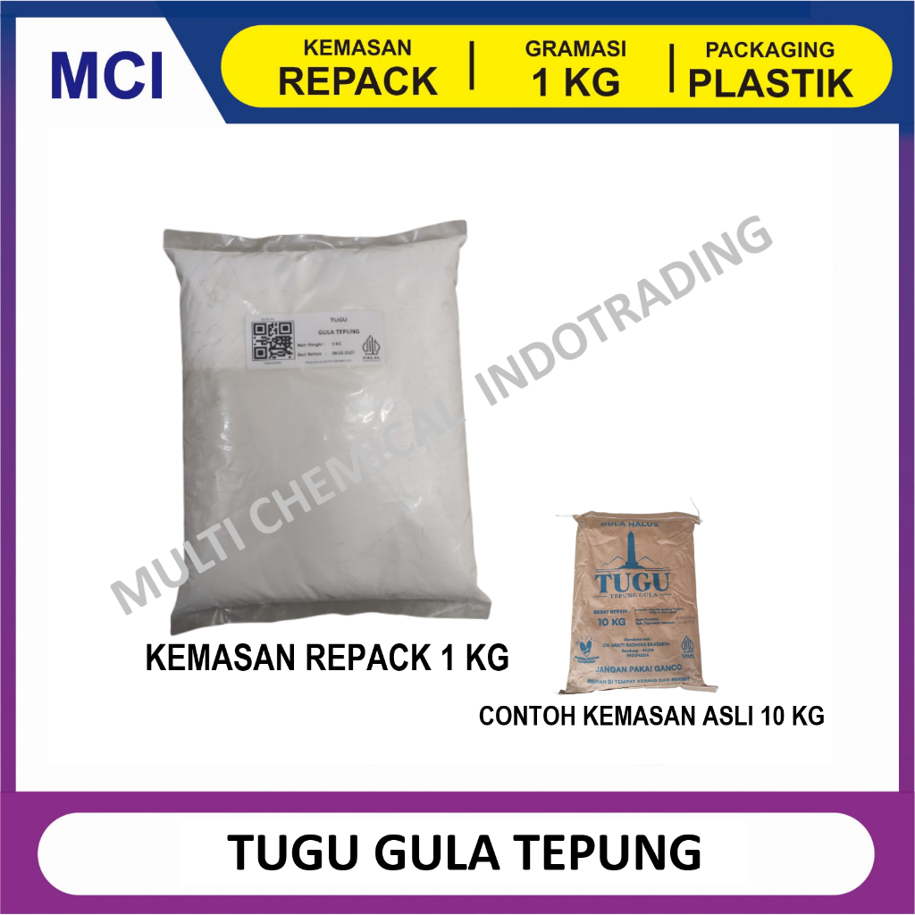 TEPUNG GULA HALUS TUGU/ GULA TEPUNG TUGU - KEMASAN REPACK 1 KG