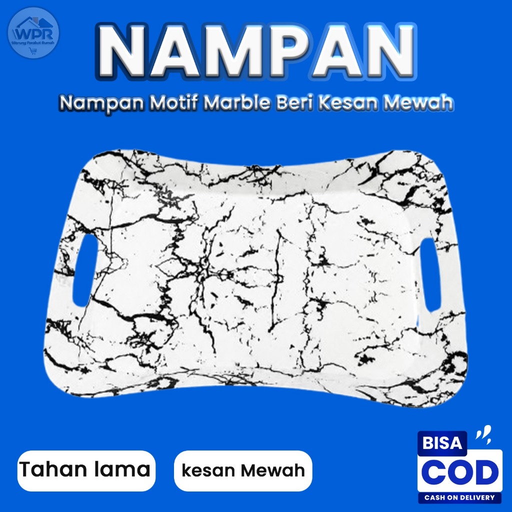 NAMPAN MARBLE MEWAH CORAK HITAM PERSEGI PANJANG - nampan saji/nampan gelas/nampan piring/nampan plas