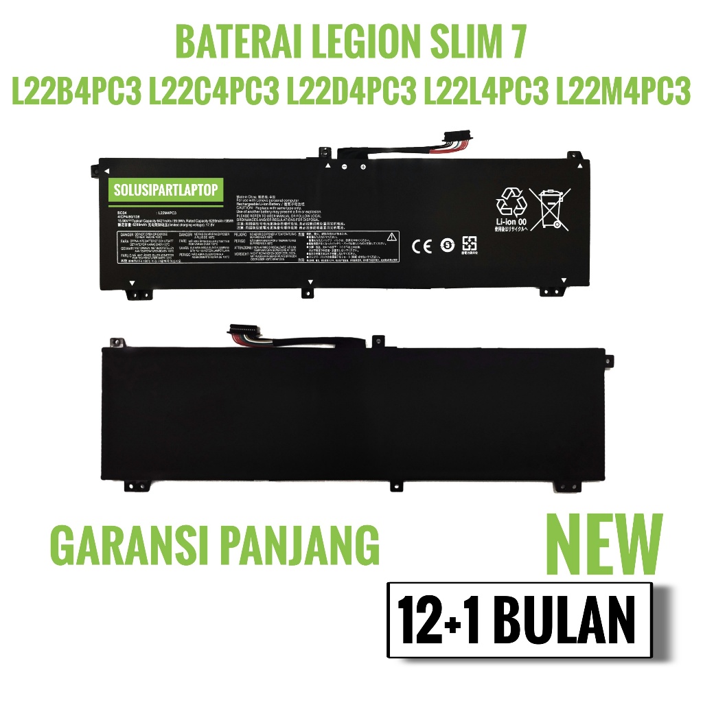 Baterai compatible for Lnovo Legion Slim 7 16IRH8 Y9000X 2023 L22M4PC3 L22B4PC3 L22C4PC3 L22D4PC3 L2