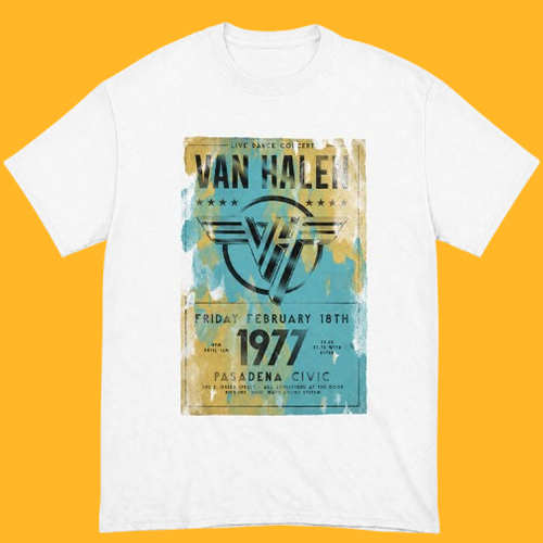 Kaos Band VAN HALEN Pasadena '77 Official Merchandise T-Shirt - Kaos Dewasa - Kaos Pria - Kaos Wanit