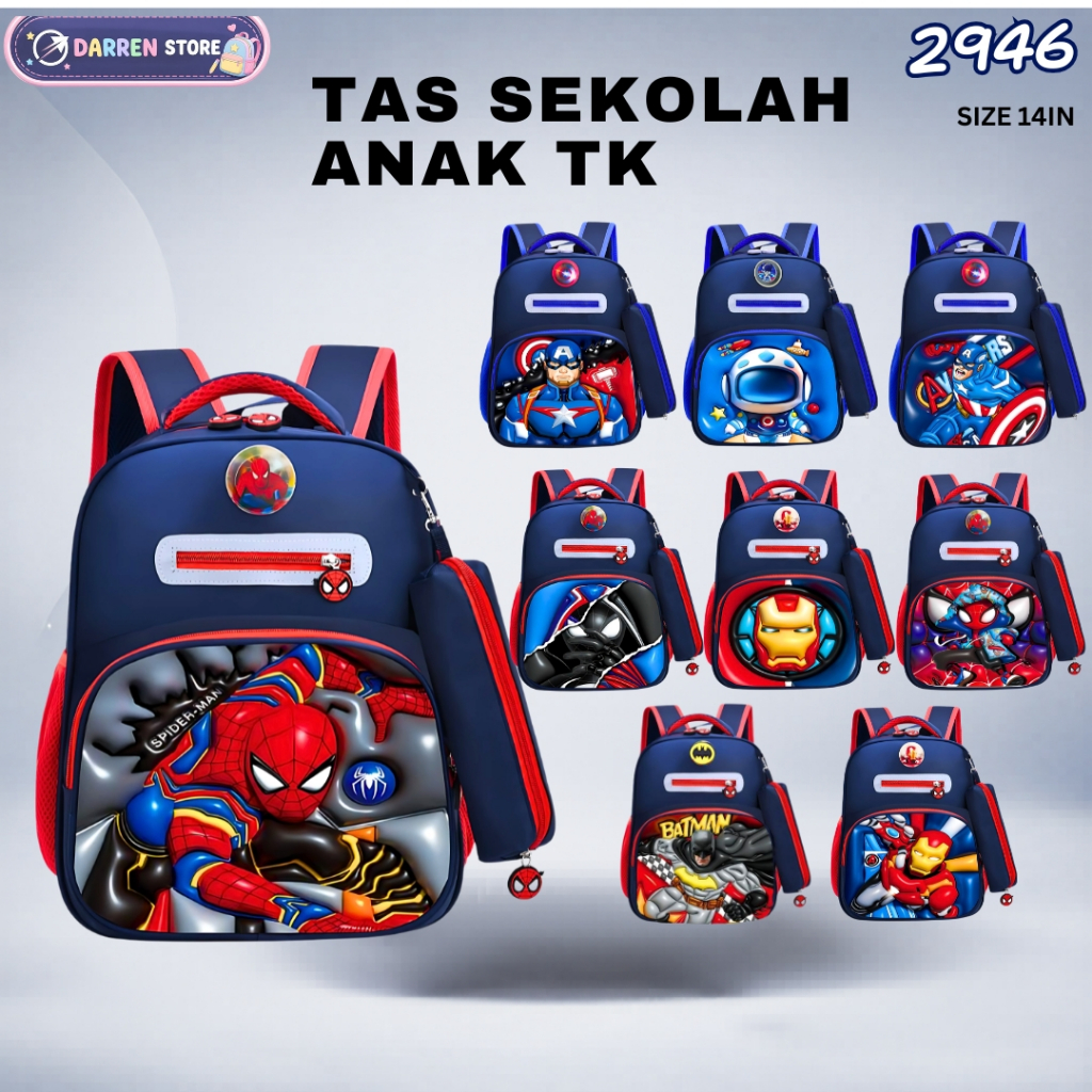 Tas Sekolah Anak TK 14 Inch Karakter Anak Cowok Import Tas Anak Lucu
