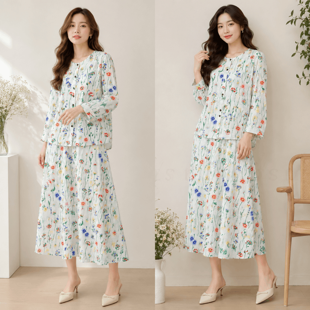 Tokolobo 6.6 DISKON GASPOL SETELAN DEWASA LEONA | Setelan Rok Wanita FLORAL Baju Set Muslim Lebaran 