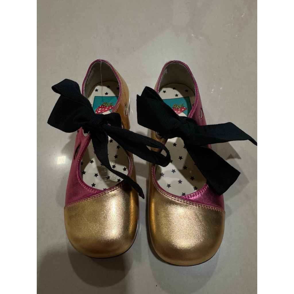 sepatu anak gucci tali pink gold preloved