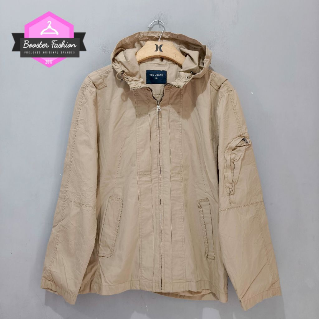 JAKET TBJ JEANS OUTDOOR HOODIE LIGHT BROWN ORIGINAL SIZE L