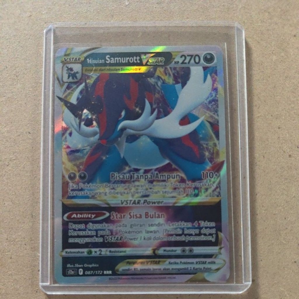 Kartu pokemon bhs Indonesia RRR VSTAR Hisuian Samurott plus top loader
