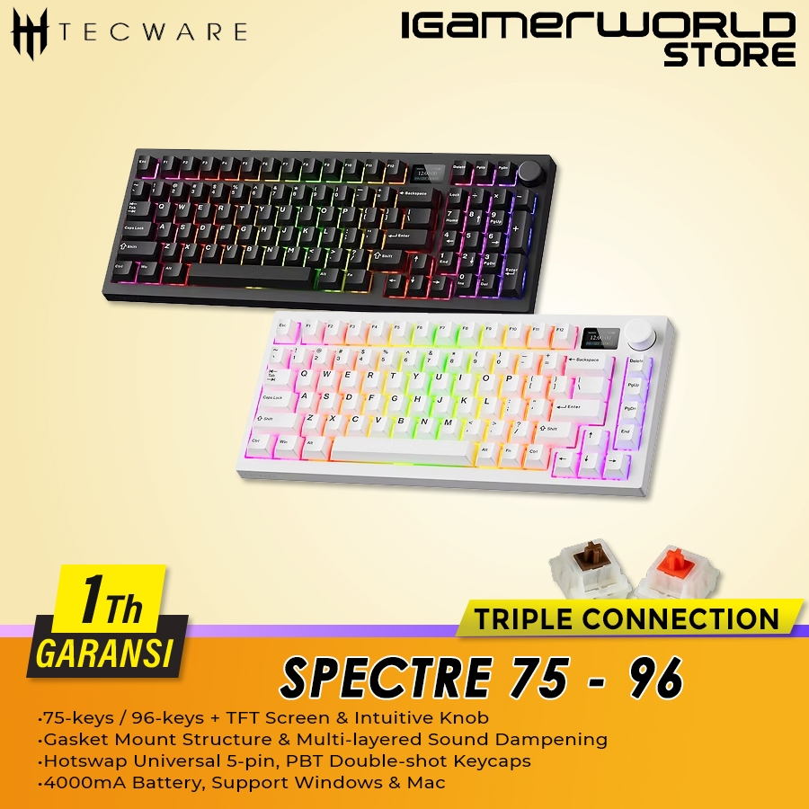 Tecware Spectre 75 / Spectre 96 Gasket Mount Wireless Bluetooth Triple Connection Mechanical Gaming 