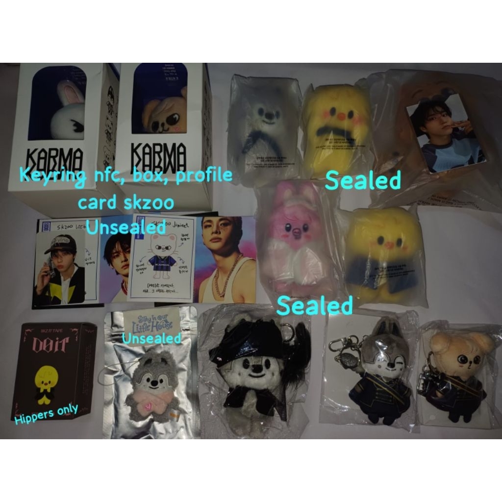 [BACA DESKRIPSI] Wts Plush Skzoo 10cm dan Micro Keyring Sealed Stray Kids, skzoo karma, puppet keyri