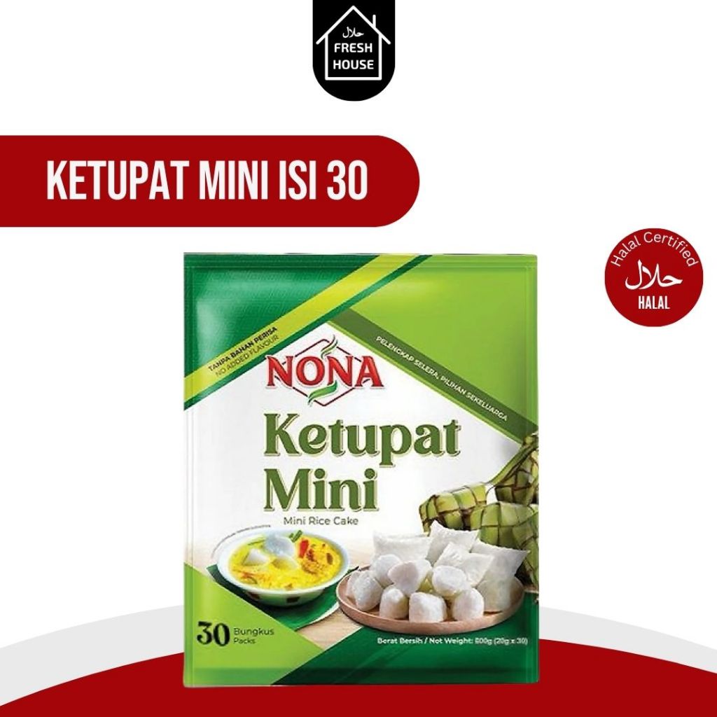 KETUPAT MINI INSTAN NONA 600GR ISI 30 / MINI RICE CAKE / NASI KETUPAT INSTAN HALAL