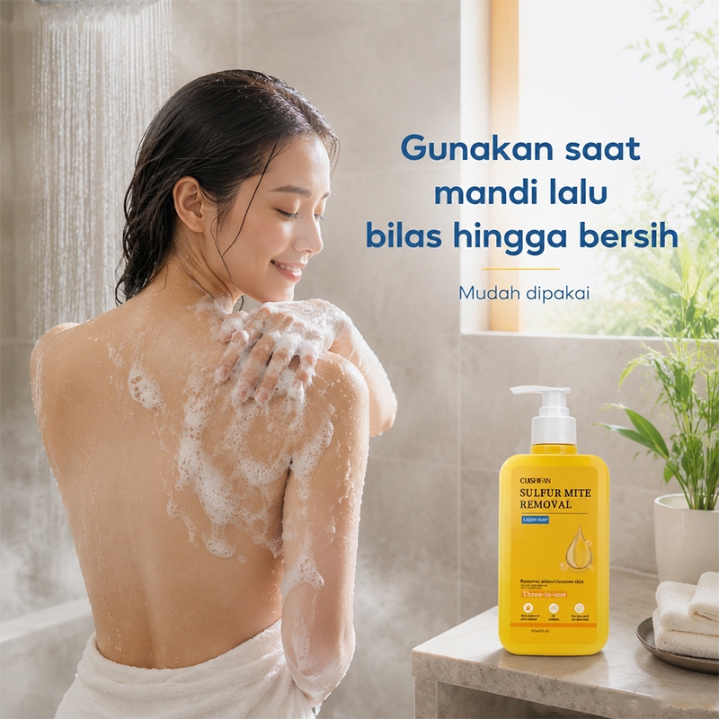 300ml Sabun Sulfur Cair Sabun Gatal Sulfur Sabun Penghilang Tungau Sabun Cair Belerang Basmi tungau 