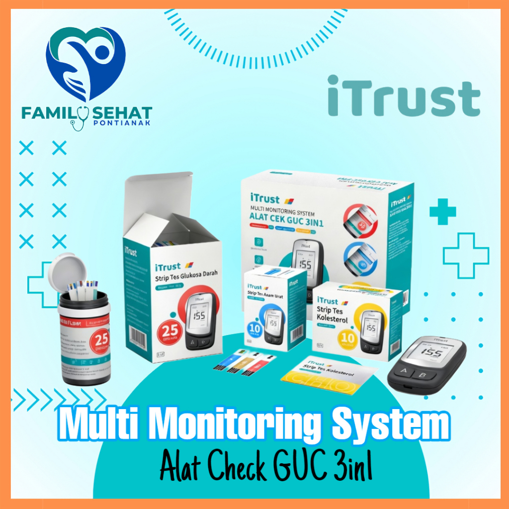 iTrust GUC-B01 Alat Cek Gula Darah Asam Urat Kolesterol 3in1 Lengkap Alat Tes Kesehatan Digital